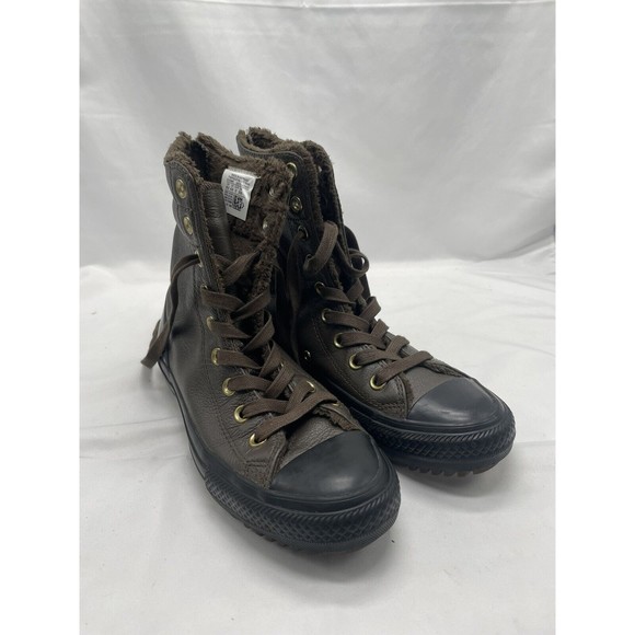 Converse Chuck Taylor All Star Boot Leather Fur Hot Cocoa/Black Women’s 6.5 - Picture 6 of 11